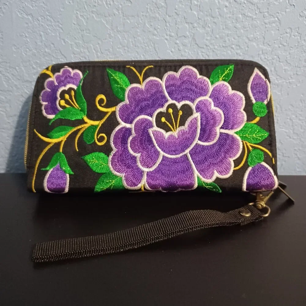 Embroidered, Double-Zip Wallet - Picture 2 of 9